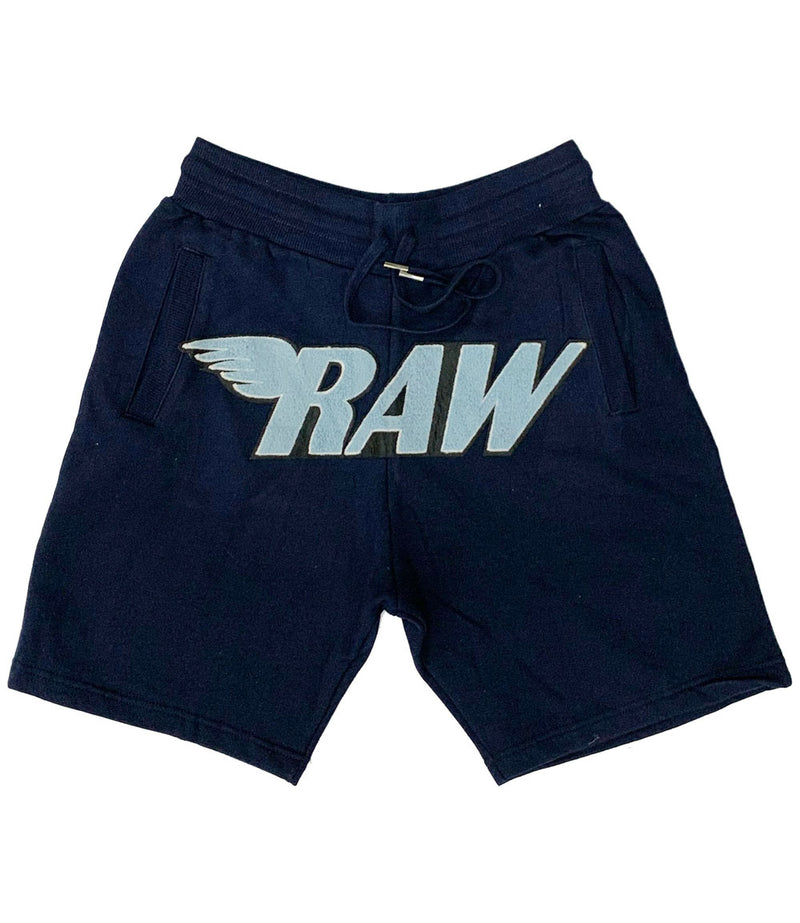 RAW Baby Blue Chenille Cotton Shorts - Navy - Rawyalty Clothing