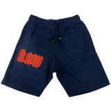 Skull Music Print Cotton Shorts - Navy - Rawyalty Clothing