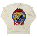 Men Red Mohawk Tiger Embroidery Patch Long Sleeves - Cream - Rawyalty Clothing