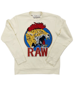 Men Red Mohawk Tiger Embroidery Patch Long Sleeves - Cream - Rawyalty Clothing
