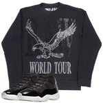 Men RAW World Tour Black Bling Long Sleeve Shirt - Rawyalty Clothing