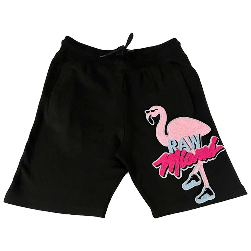 Men Flamingo Chenille Cotton Shorts - Rawyalty Clothing