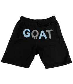 Men GOAT Baby Blue/Grey Chenille Cotton Shorts - Black - Rawyalty Clothing