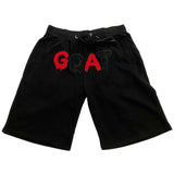 Men GOAT Red/Black Chenille Cotton Shorts - Black - Rawyalty Clothing