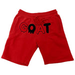 Men GOAT Red/Black Chenille Cotton Shorts - Red - Rawyalty Clothing