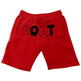 Men GOAT Red/Black Chenille Cotton Shorts - Red - Rawyalty Clothing