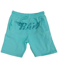 RAW Aqua Bling Cotton Shorts - Aqua - Rawyalty Clothing