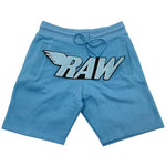 RAW Baby Blue Chenille Cotton Shorts - Carolina Blue - Rawyalty Clothing
