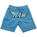 RAW Baby Blue Chenille Cotton Shorts - Carolina Blue - Rawyalty Clothing