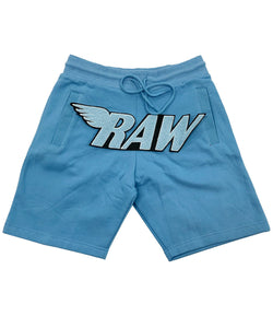 RAW Baby Blue Chenille Cotton Shorts - Carolina Blue - Rawyalty Clothing