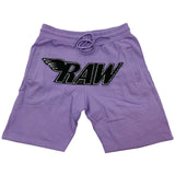 RAW Black Chenille Cotton Shorts - Lavender - Rawyalty Clothing