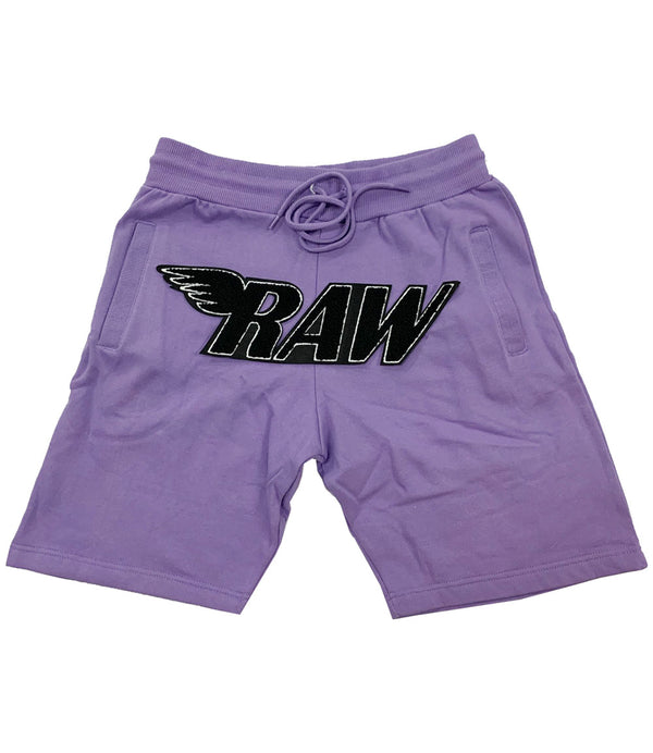 RAW Black Chenille Cotton Shorts - Lavender - Rawyalty Clothing
