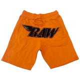 RAW Black Chenille Cotton Shorts - Orange - Rawyalty Clothing