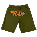 RAW Orange Chenille Cotton Shorts - Olive - Rawyalty Clothing