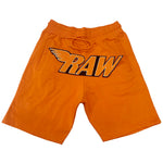 Men RAW Orange Chenille Cotton Shorts - Orange - Rawyalty Clothing