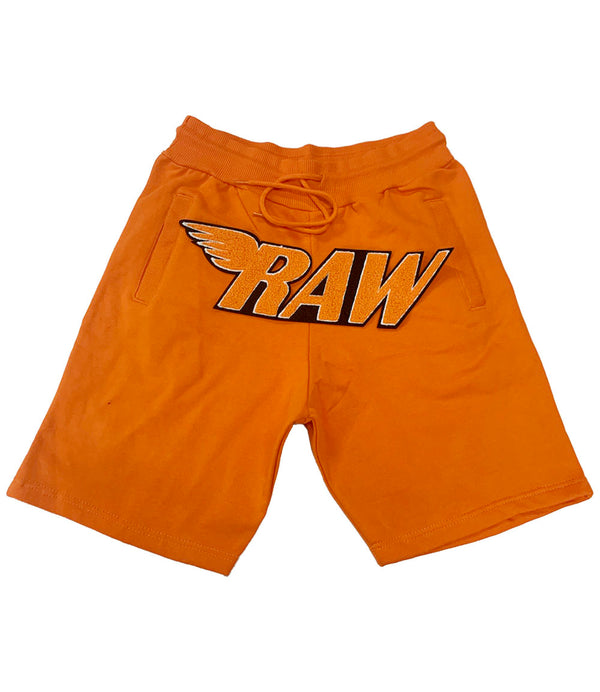 Men RAW Orange Chenille Cotton Shorts - Orange - Rawyalty Clothing