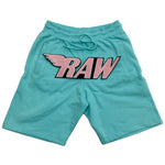 RAW Pink Chenille Cotton Shorts - Aqua - Rawyalty Clothing