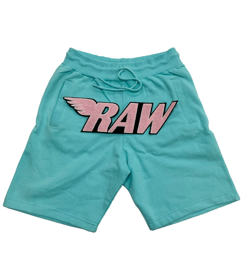 RAW Pink Chenille Cotton Shorts - Aqua - Rawyalty Clothing