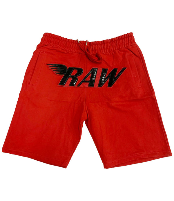 RAW PU Red Cotton Shorts - Red - Rawyalty Clothing