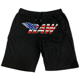 Men RAW USA Chenille Cotton Shorts - Black - Rawyalty Clothing