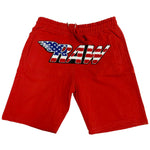 RAW USA Chenille Cotton Shorts - Red - Rawyalty Clothing