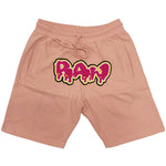 Men RAW Drip Hot Pink Chenille Cotton Shorts - Peach - Rawyalty Clothing