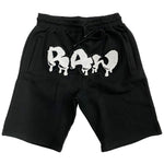 Men RAW Drip White Chenille Cotton Shorts - Black - Rawyalty Clothing