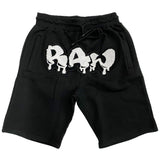 Men RAW Drip White Chenille Cotton Shorts - Black - Rawyalty Clothing
