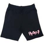 Men RAW Drip Pink Chenille Cotton Shorts - Black - Rawyalty Clothing