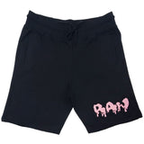 Men RAW Drip Pink Chenille Cotton Shorts - Black - Rawyalty Clothing
