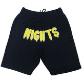 Men RAW Nights Yellow Chenille Cotton Shorts - Black - Rawyalty Clothing
