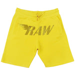 Men RAW Wing Yellow Bling Cotton Shorts - Yellow - Rawyalty Clothing