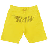 Men RAW Wing Yellow Bling Cotton Shorts - Yellow - Rawyalty Clothing