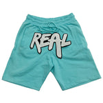 Real White Chenille Cotton Shorts - Aqua - Rawyalty Clothing