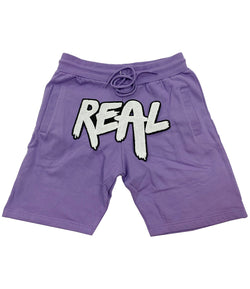 Real White Chenille Cotton Shorts - Lavender - Rawyalty Clothing