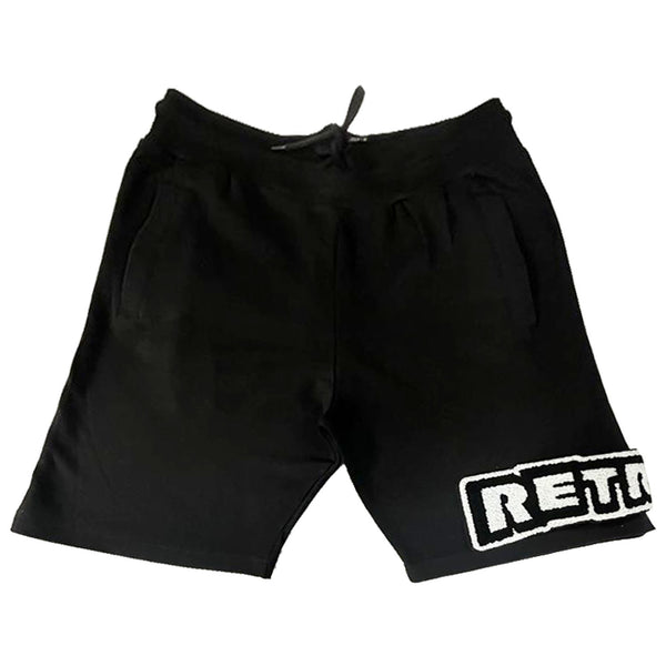 Men RETRAW Chenille Cotton Shorts - Black - Rawyalty Clothing