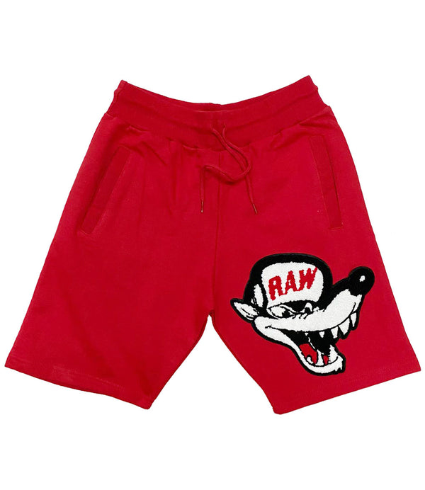 Men Survive Chenille Cotton Shorts - Red - Rawyalty Clothing
