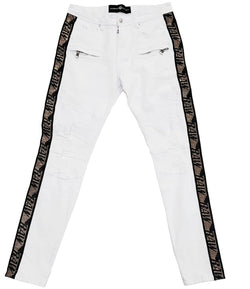 RAW Tape Gold Bling Denim Jeans - White - Rawyalty Clothing