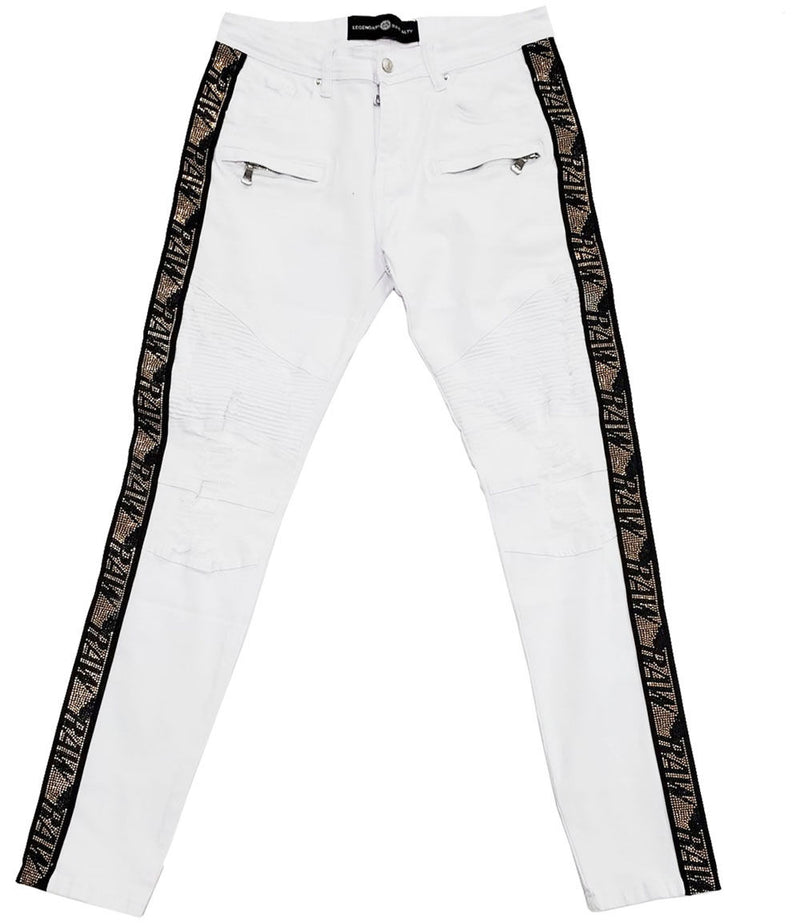 RAW Tape Gold Bling Denim Jeans - White - Rawyalty Clothing