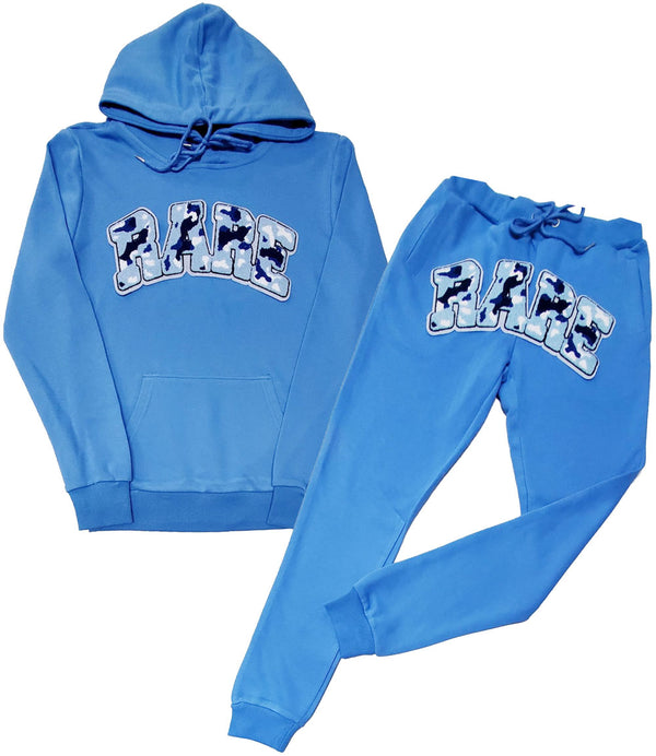 Men RARE Camo Blue Chenille Hoodie and Joggers Set - Rawyalty Clothing