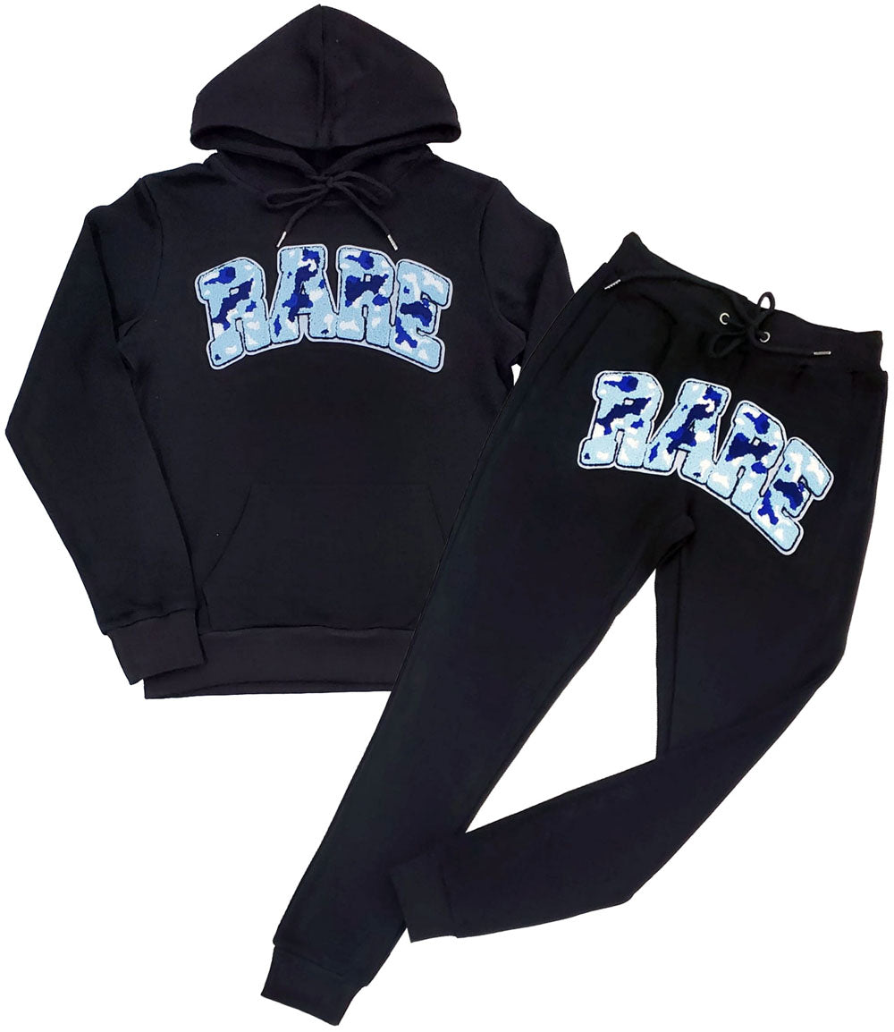 Men RARE Camo Blue Chenille Hoodie and Joggers Set - Rawyalty Clothing