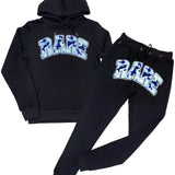 Men RARE Camo Blue Chenille Hoodie and Joggers Set - Rawyalty Clothing