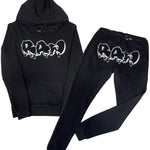 Men RAW Drip Black Chenille Hoodie and Joggers Set - Rawyalty Clothing