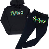 Men RAW Drip Camo Green Chenille Hoodie and Joggers Set - Rawyalty Clothing