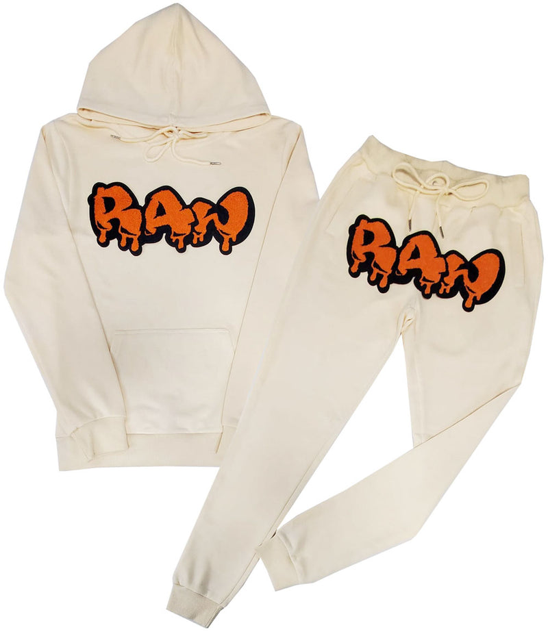 Men RAW Drip Orange Chenille Hoodie and Joggers Set - Rawyalty Clothing