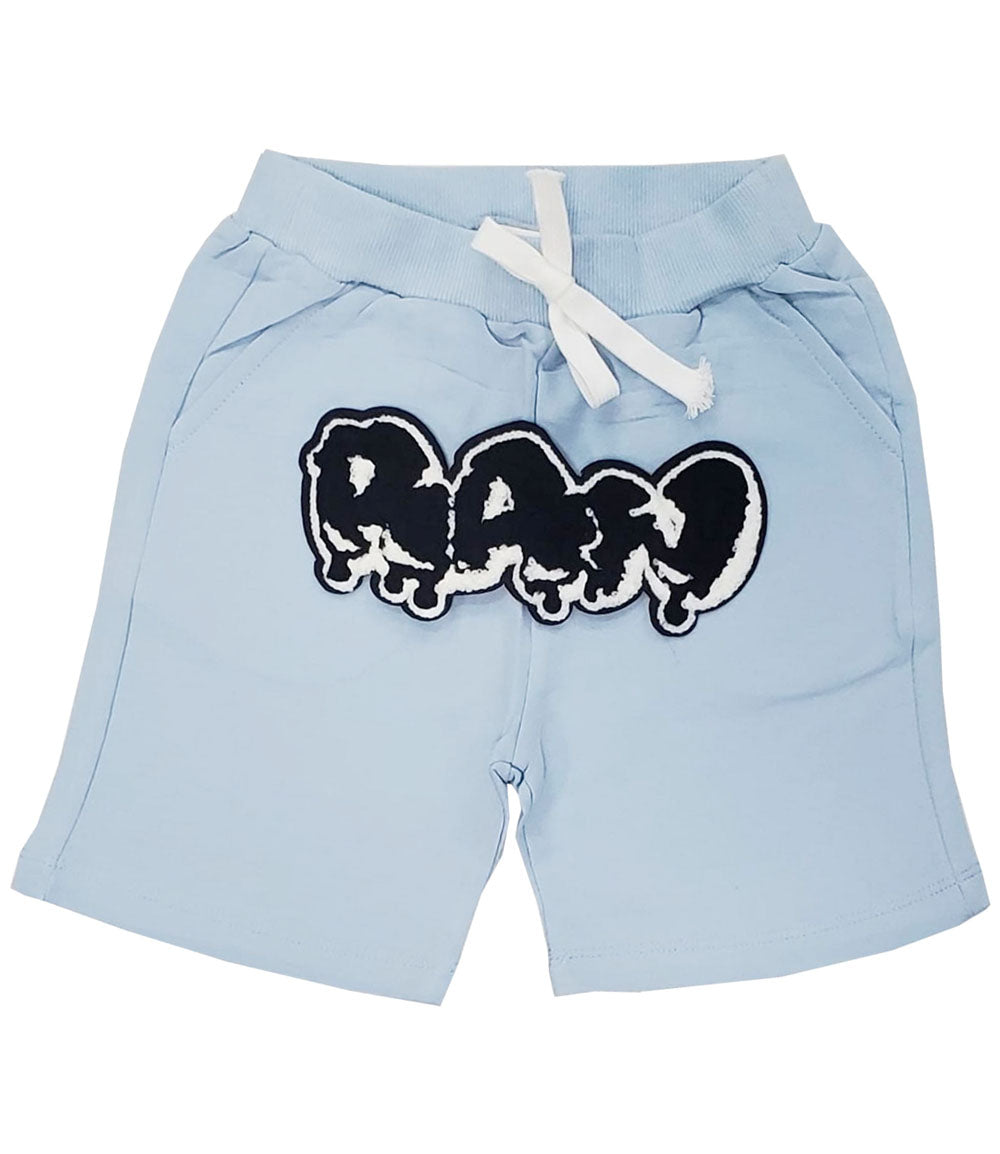 Kids RAW Drip Black Chenille Cotton Shorts - Rawyalty Clothing