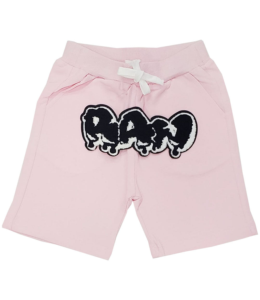 Kids RAW Drip Black Chenille Cotton Shorts - Rawyalty Clothing