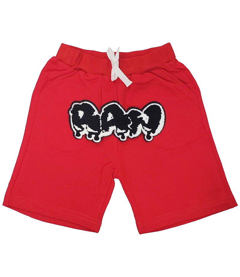 Kids RAW Drip Black Chenille Cotton Shorts - Rawyalty Clothing