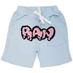Kids RAW Drip Pink Chenille Cotton Shorts - Light Blue - Rawyalty Clothing