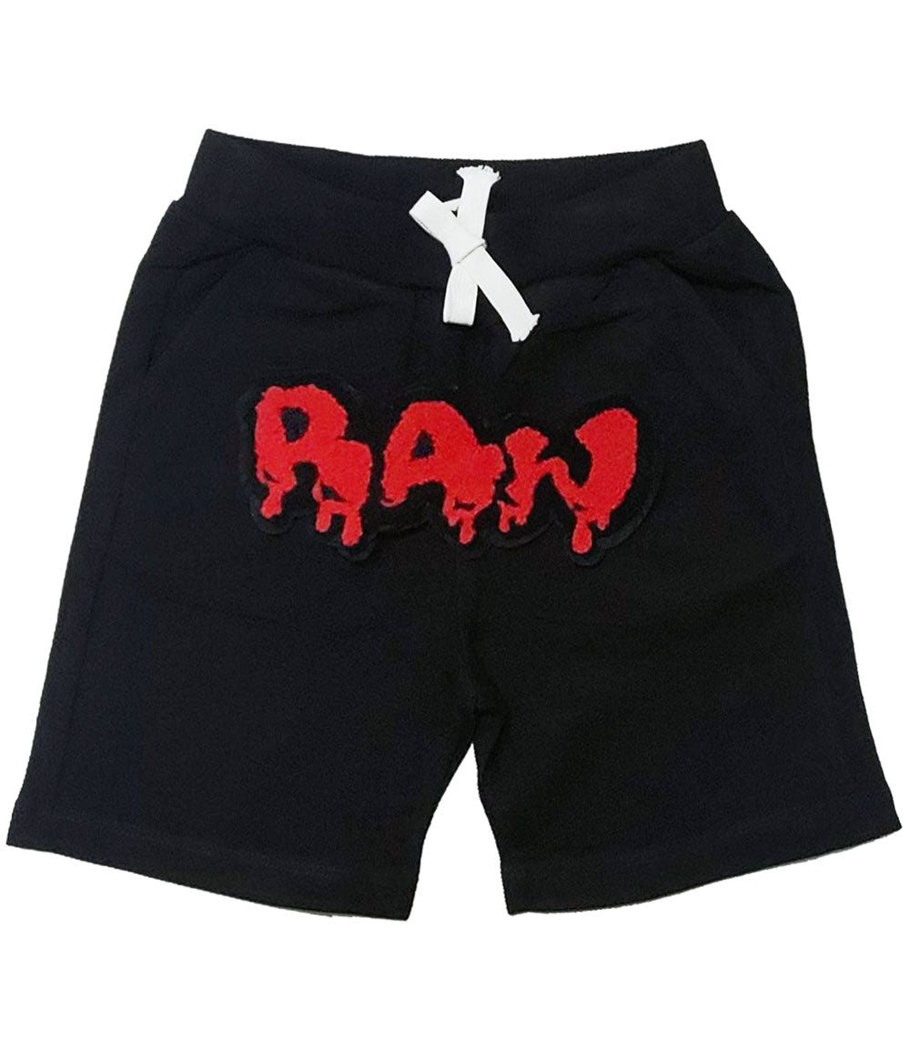 Kids RAW Drip Red Chenille Cotton Shorts - Rawyalty Clothing